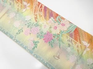 薔薇に蝶模様織出し袋帯